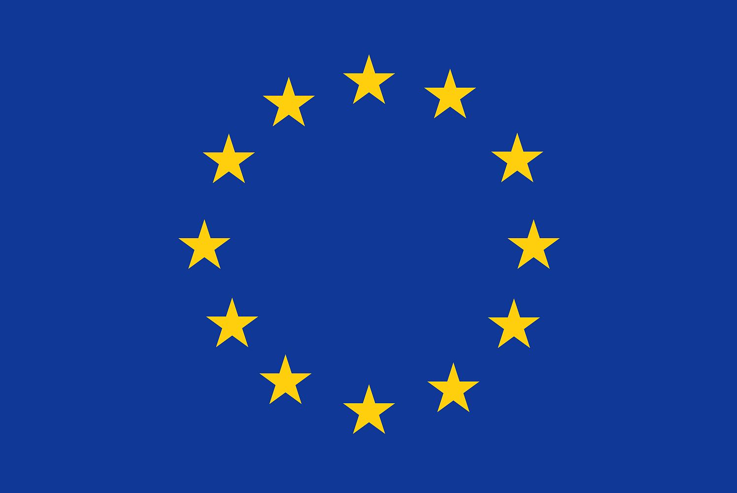 Slika prikazuje zastavu EU na kojoj u obliku kruga ima 12 zvjezdica.