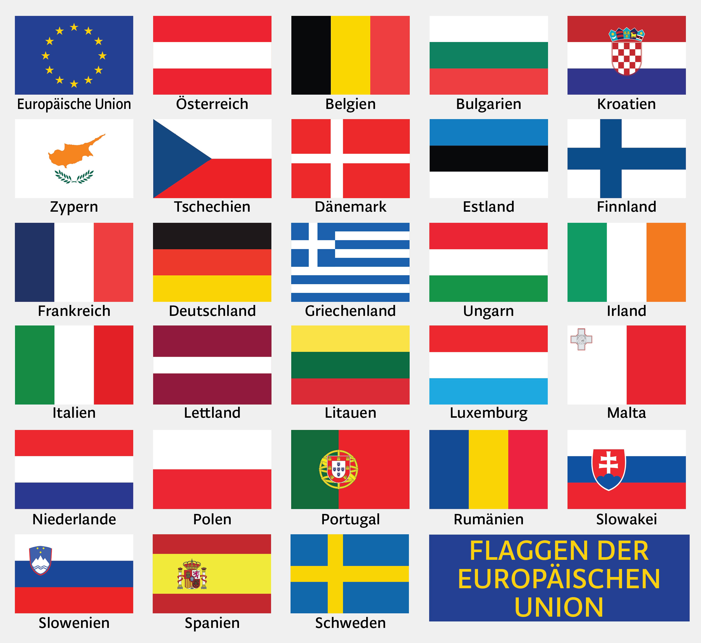 Slike prikazuju zastave država Europske unije.