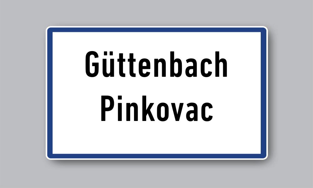 Slika prikazuje naziv mjesta Güttenbach / Pinkovac.