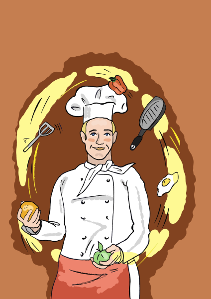 Na ilustraciji je prikazan kuhar.