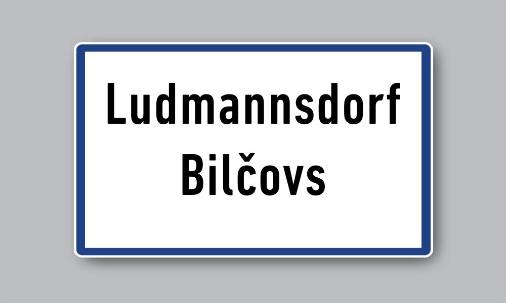 Slika prikazuje naziv mjesta Ludmannsdorf / Bilčovs.