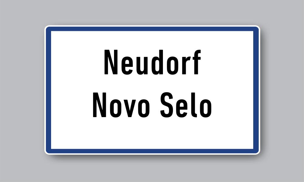Slika prikazuje naziv mjesta Neudorf / Novo Selo.