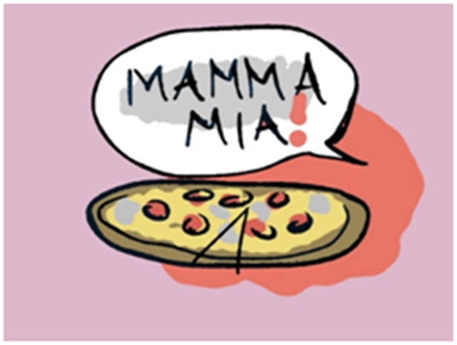 Ilustracija prikazuje pizzu.
