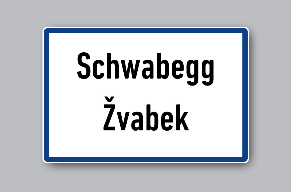 Slika prikazuje naziv mjesta Schwabegg / Žvabek.