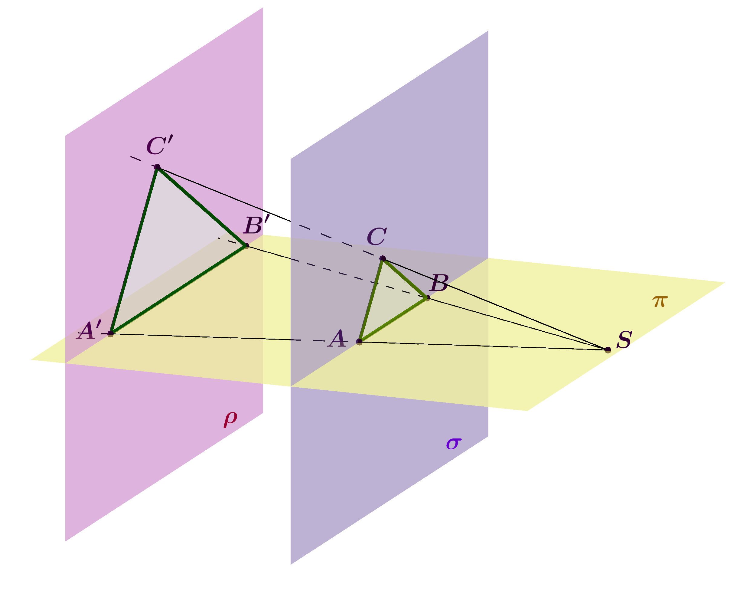 Homotetično preslikavanje trokuta u prostoru.