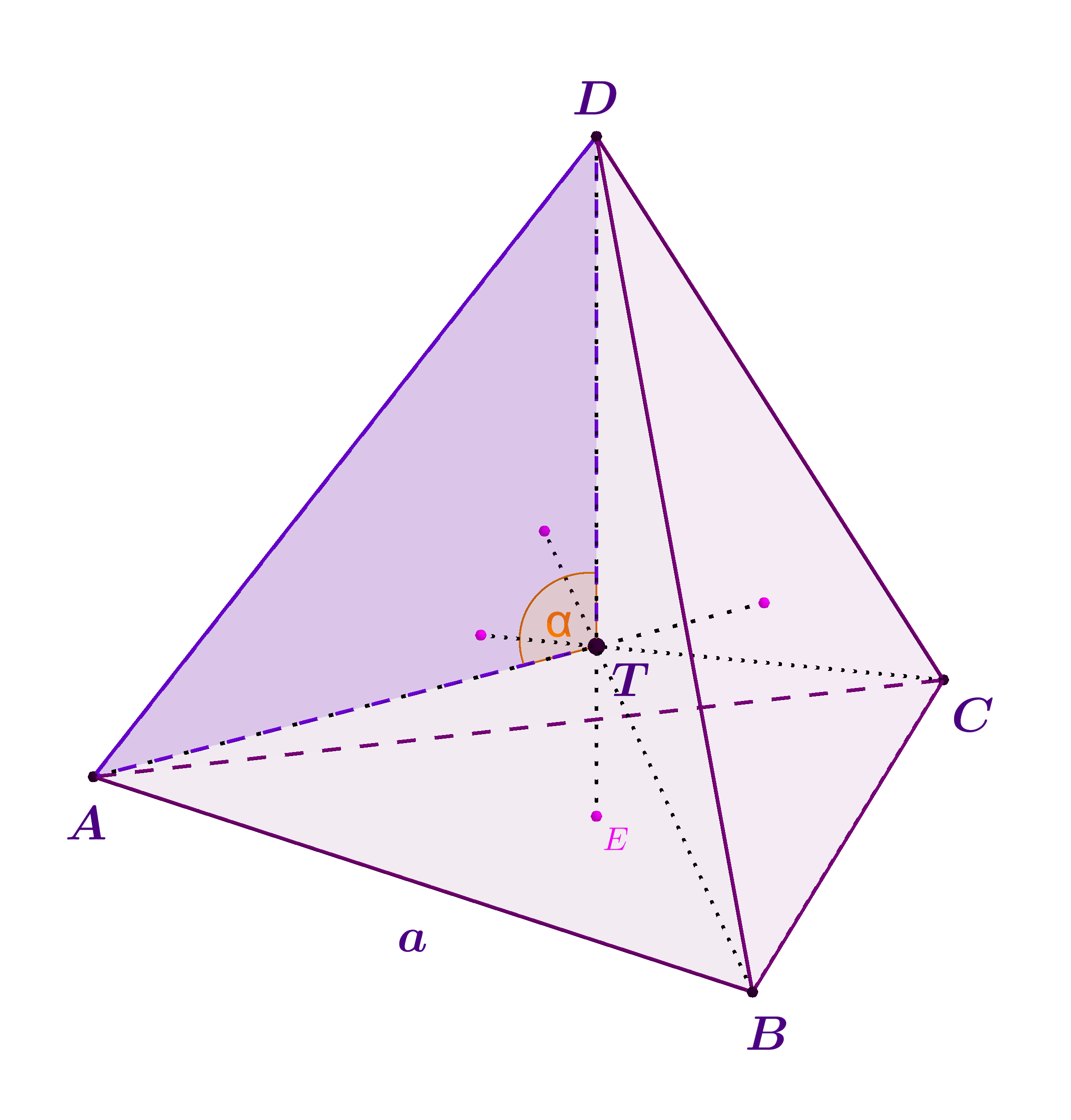 Tetraedar s istaknutim kutom pri vrhu težišta T trokuta ATD