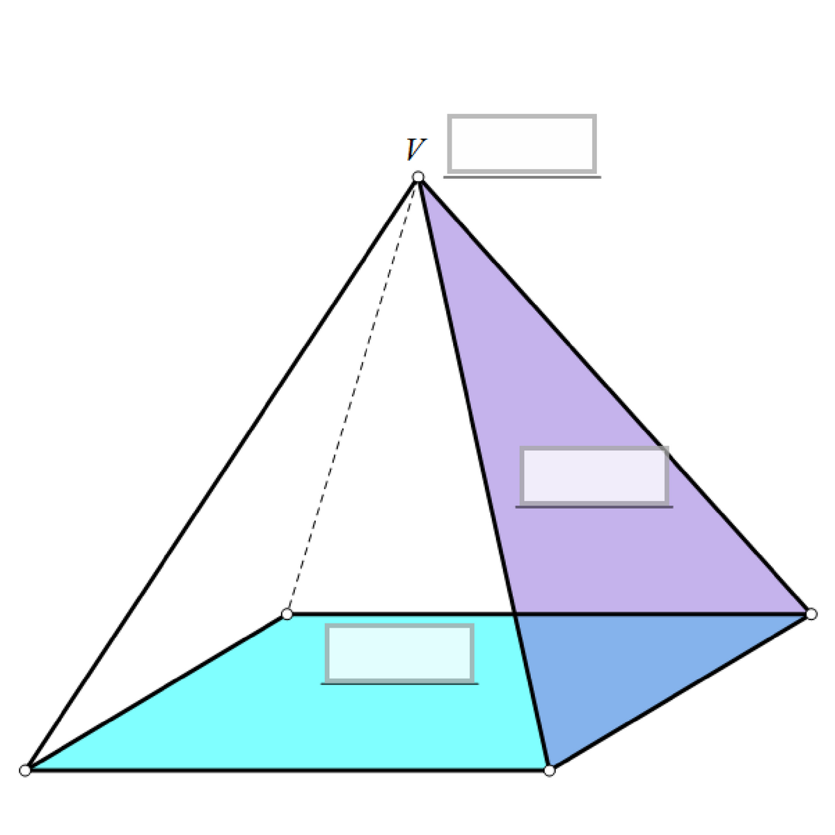 Na slici je pravilna četverostrana piramida s istaknutom bazom i jednom pobočkom