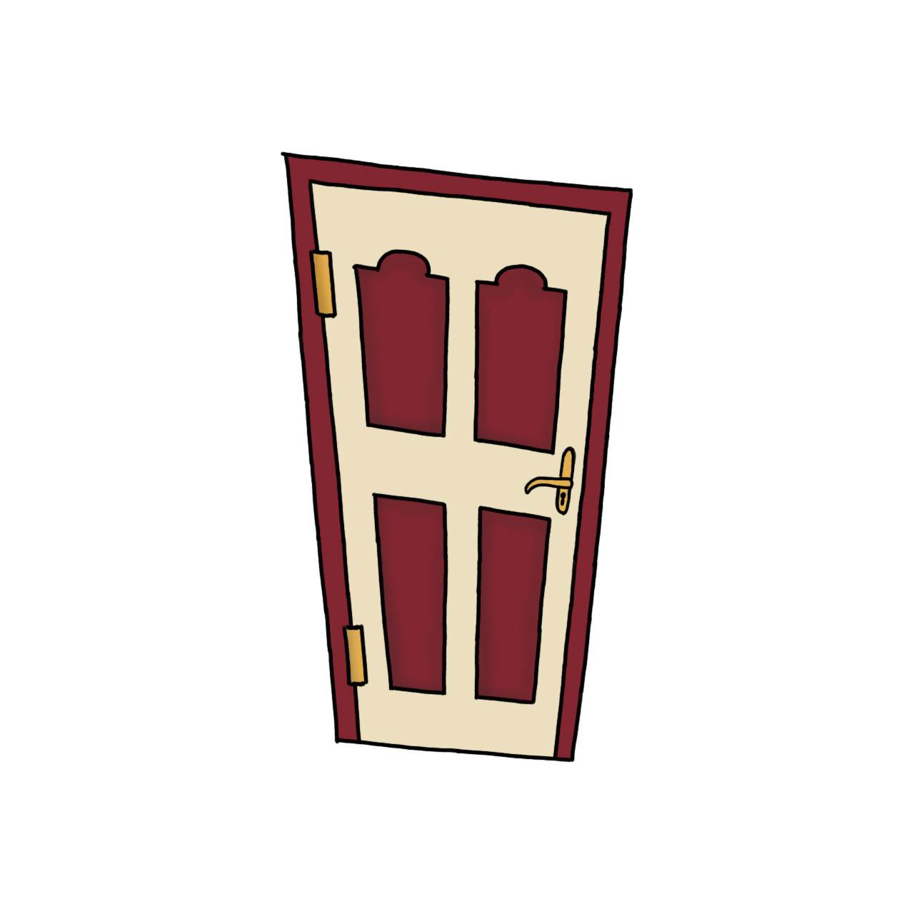 Vrata u kombinaciji svijetlih tonova i bordo boje.