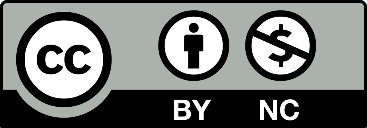 Pravokutni znak kojem su gornje dvije trećine sive boje dok je najdonja trećina crne boje. Krajnje lijevo je krug crnog obruba i bijele podloge na kojoj su slova CC. Desno je krug crnog obruba i bijele podloge na kojoj je crna stilizirana figura čovjeka. Ispod tog kruga su bijela slova BY. Krajnje desno je krug crnog obruba i bijele podloge na kojoj je znak za dolar (veliko S kroz koje prolazi okomita crta) crne boje i prekrižen crnom kosom crtom. Ispod ovog kruga su bijela slova NC. 