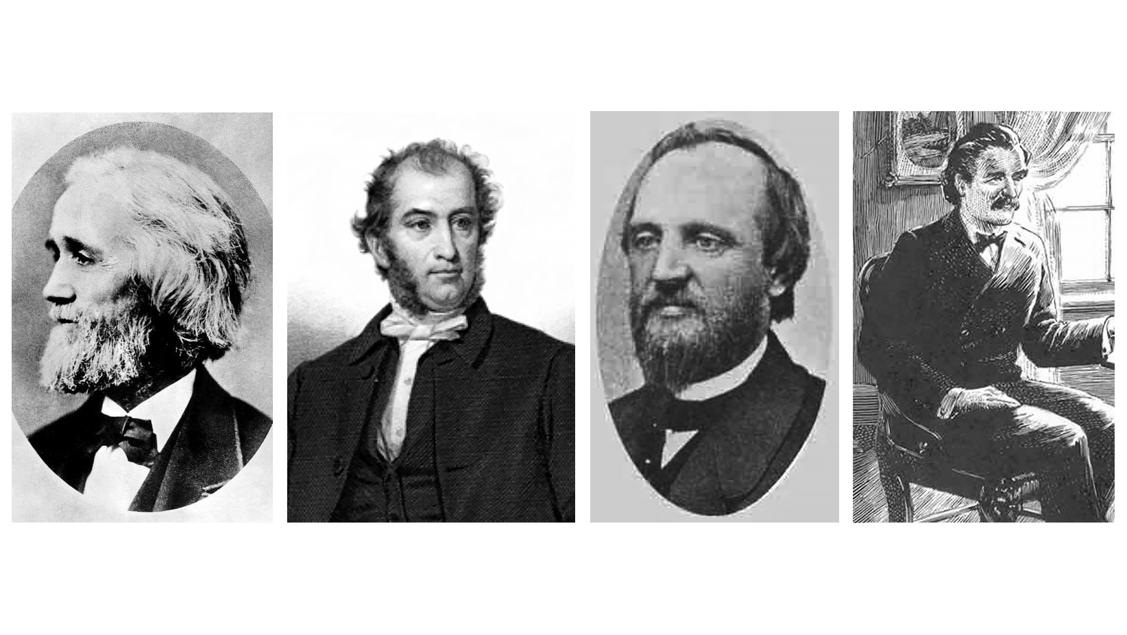 Na usporedne četiri crno-bijele fotografije prikazani su izumitelji prvog pisaćeg stroja, Christopher Sholes, Samuel Soule i Carlos Glidden te Mark Twain, prvi pisac koji je pisao svoja djela na pisaćem stroju.