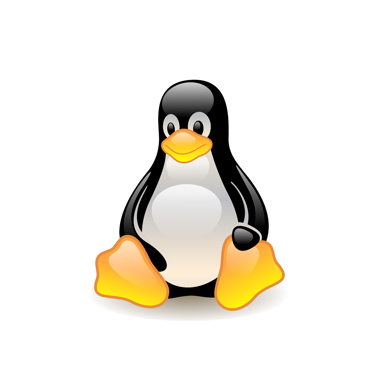 Logo operativnog sustava Linux, nasmiješeni pingvin u sjedećoj pozi. 