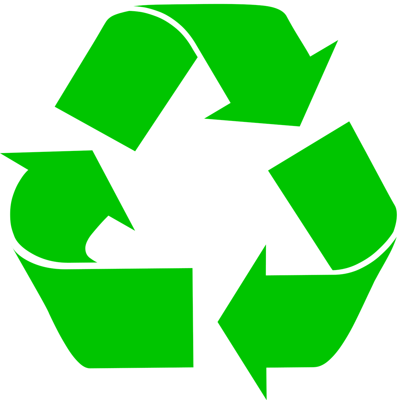Oznaka reciklaže tj. oznaka da se uređaj ili njegov dio može reciklirati. Oznaka se sastoji od tri zelene stilizirane strelice koje tvore trokut. 