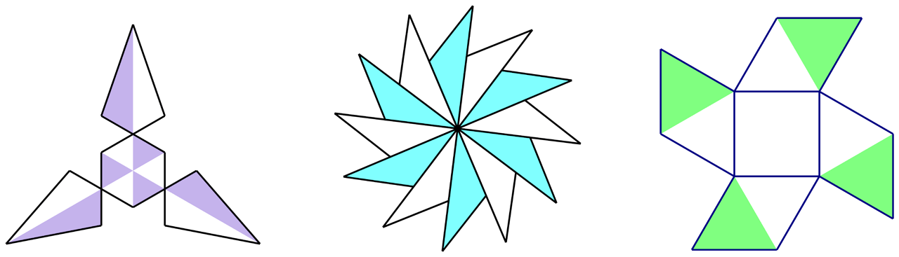 Slika prikazuje dizajne u kojima se skriva rotacijska simetrija.