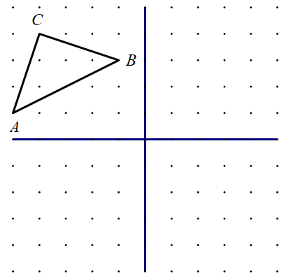 Na slici je trokut ABC čiji su vrhovi u čvorovima mreže u drugom kvadrantu koordinatnog sustava.