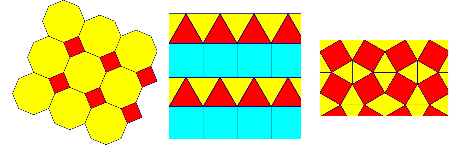 Slika prikazuje popločavanje ravnine kombinacijom dvaju mnogokuta.