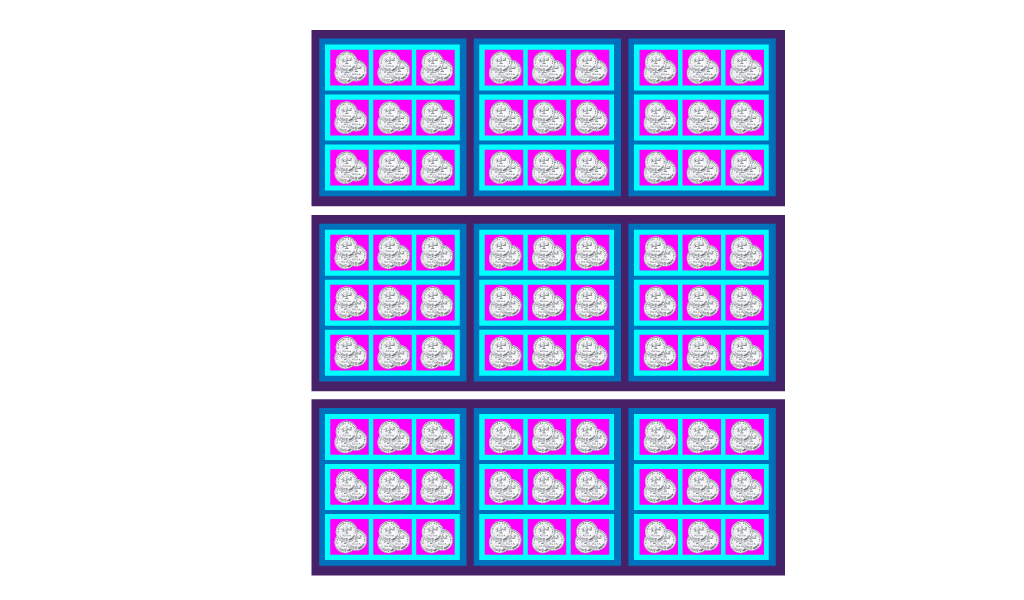 Na slici je prikazana  potencija 3^5. Tri kutije s tri manje kutuje s tri još manje kutije s tri još manje kutijeu svakoj 3 kune.
