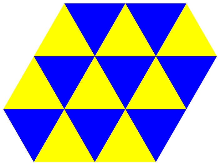 Slika prikazuje popločavanje ravnine jednakostraničnim trokutima.