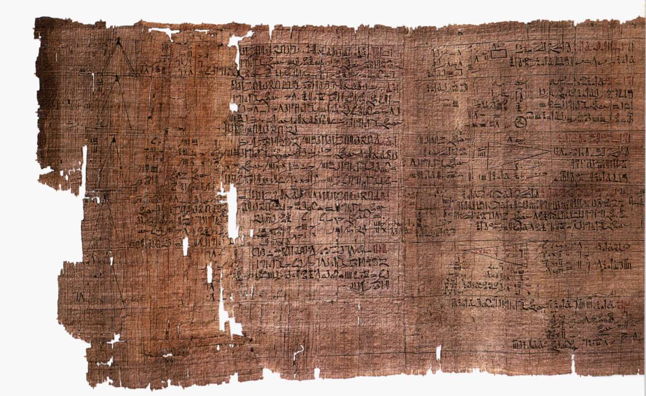 Na fotografiji je prikaz Rhindova papirusa.