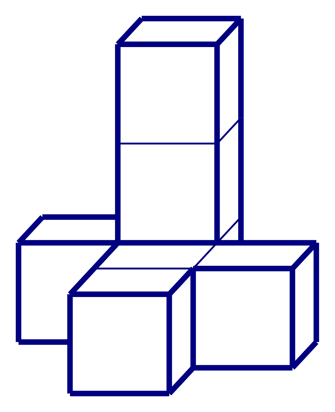 Slika prikazuje tijelo/građevinu sastavljenu od 6 sukladnih kocaka