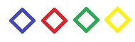 Slika prikazuje plavi, crveni, zeleni i žuti kvadratić