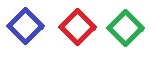 Slika prikazuje plavi, crveni i zeleni kvadratić