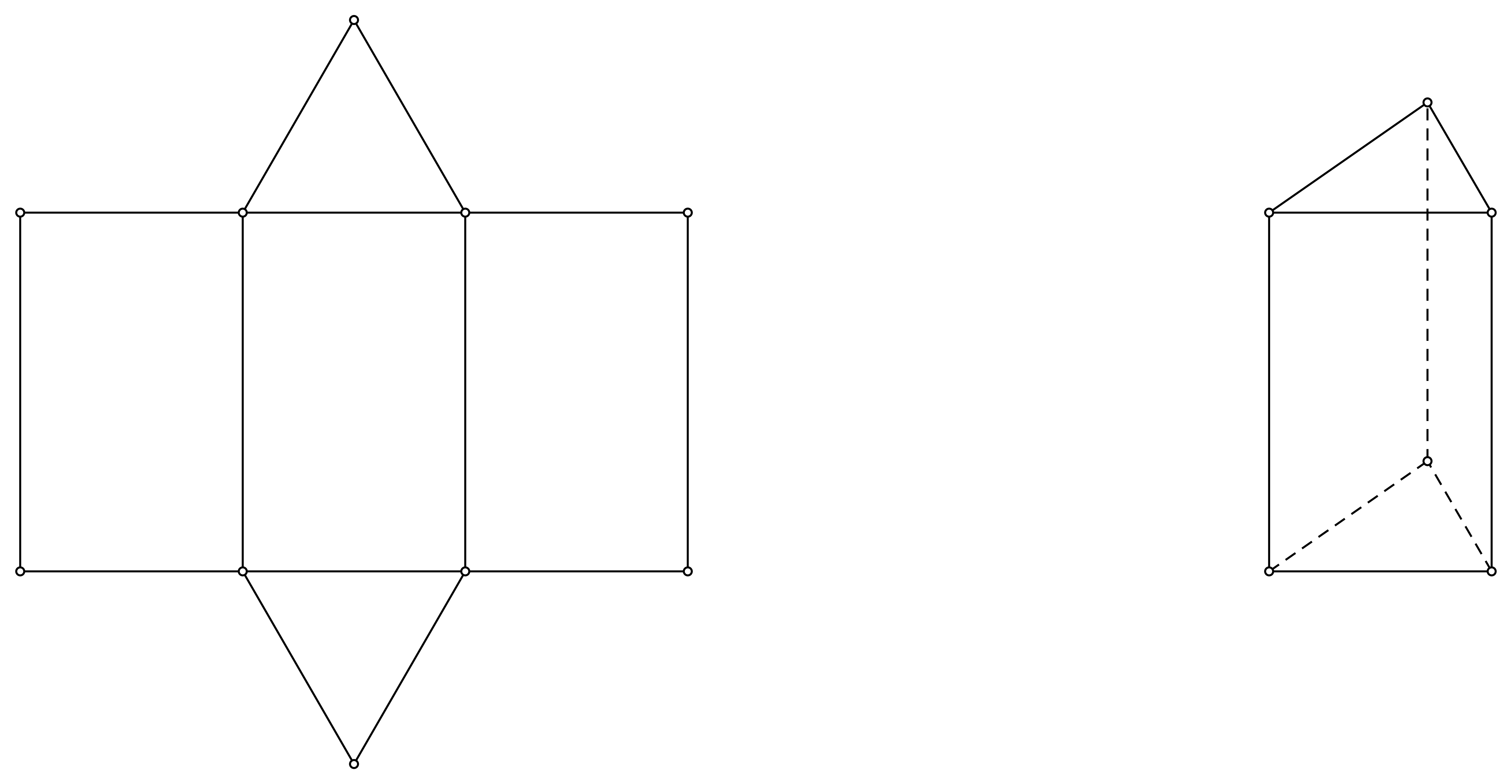 Slika prikazuje pravilnu trostranu prizmu i njezinu mrežu.