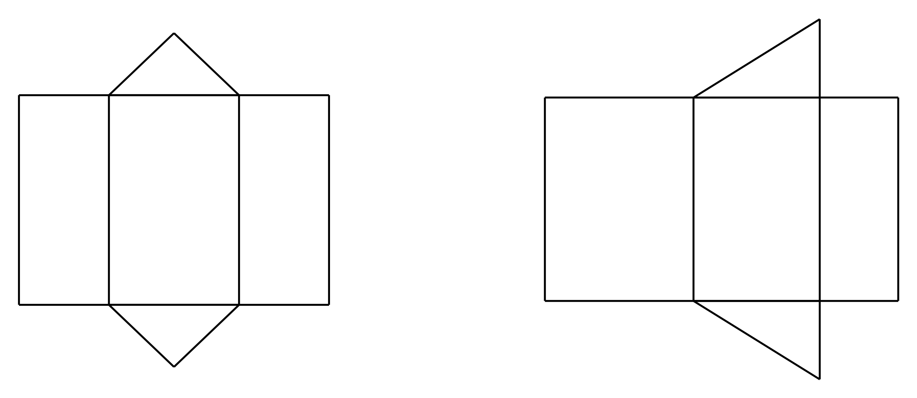 Slika prikazuje mreže dvije uspravne trostrane prizme.