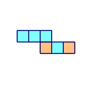 Na slici je šest sukladnih kvadrata spojeni po tri
