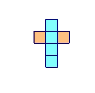 Na slici je šest sukladnih kvadrata, četiri u nizu i dva sa svake strane
