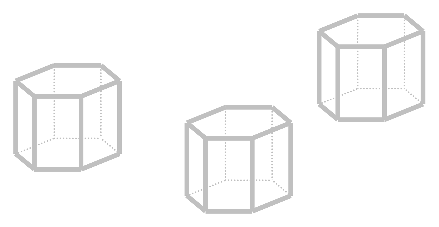 Slika prikazuje čaše oblika šesterostrane prizme.