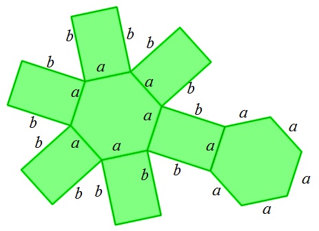 Slika prikazuje mrežu pravilne šesterostrane prizme.