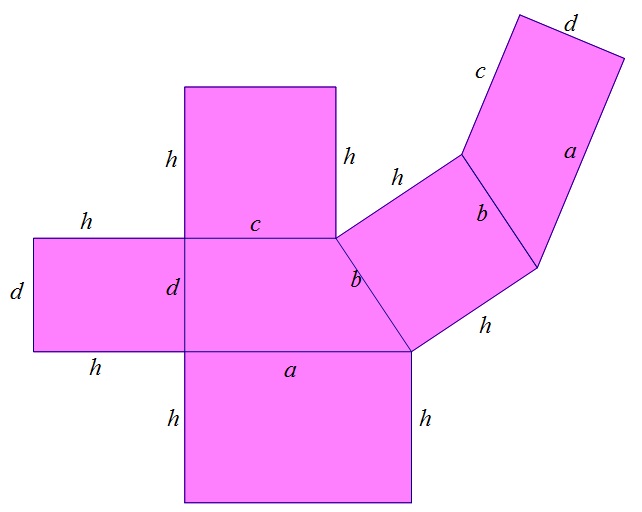 Slika prikazuje mrežu četverostrane prizme kojoj je baza trapez.