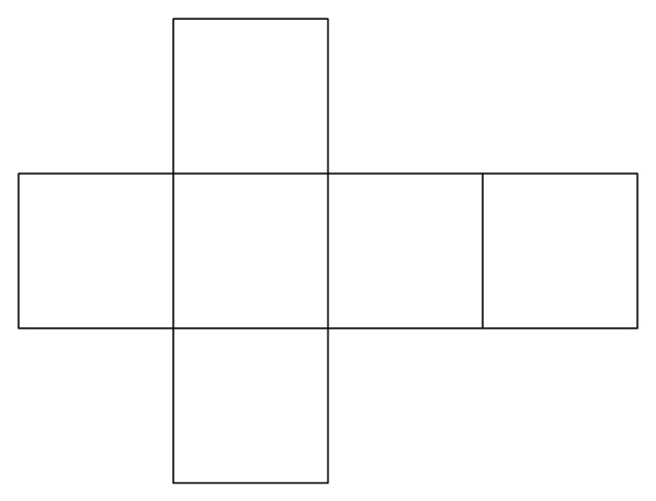Slika prikazuje mrežu heksaedra (kocke).