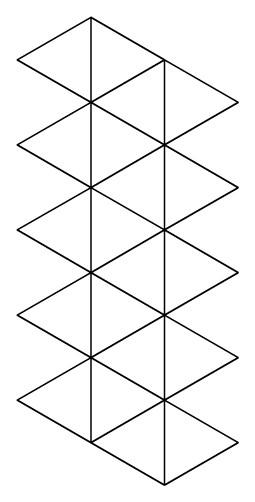 Slika prikazuje mrežu ikosaedra.