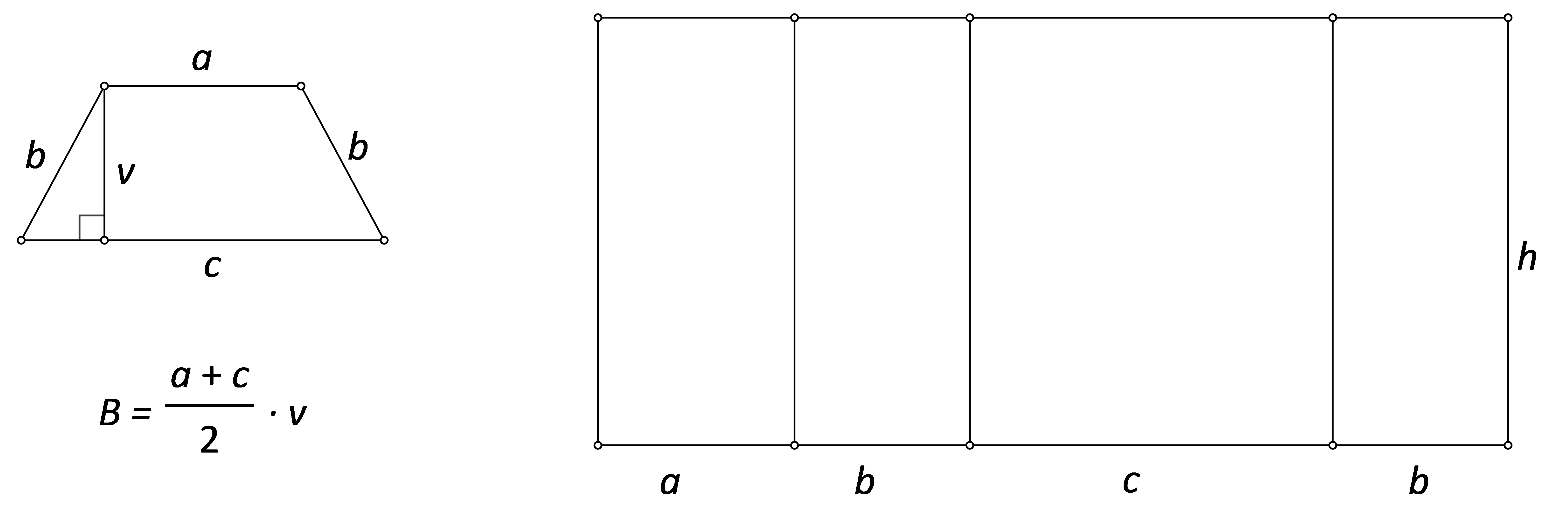 Slika prikazuje dijelove mreže prizme kojoj je baza jednakokračni trapez.