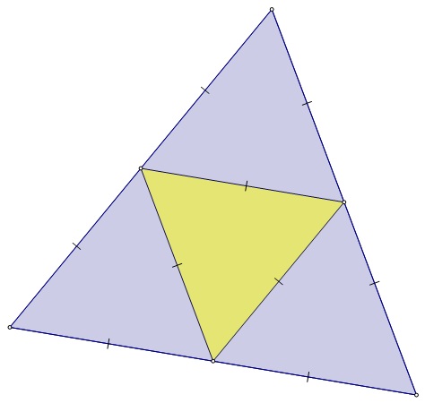 Na slici je jednakostraničan trokut nad čijim stranicama su tri sukladna jednakostranična trokuta.