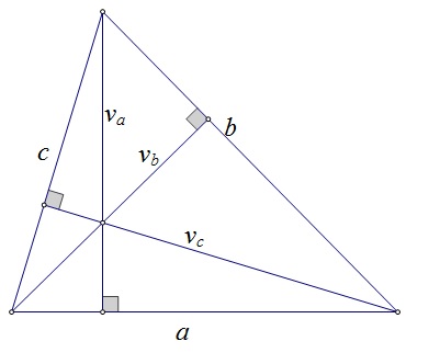 Na slici je prikazan šiljastokutni trokut s istaknute sve tri visine