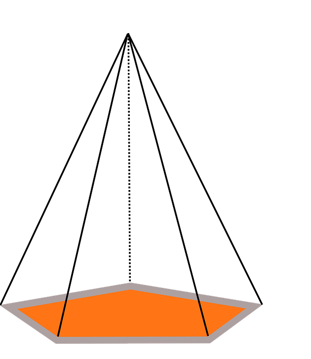 Slika prikazuje pravilnu peterostranu piramidu.