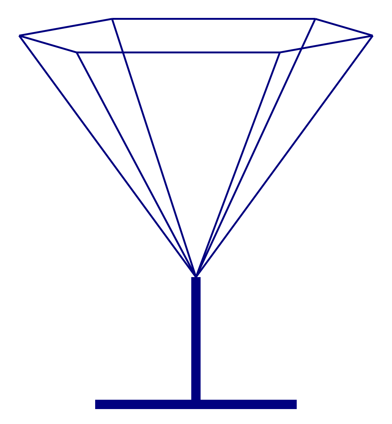 Slika prikazuje čašu oblika pravilne šesterostrane piramide.