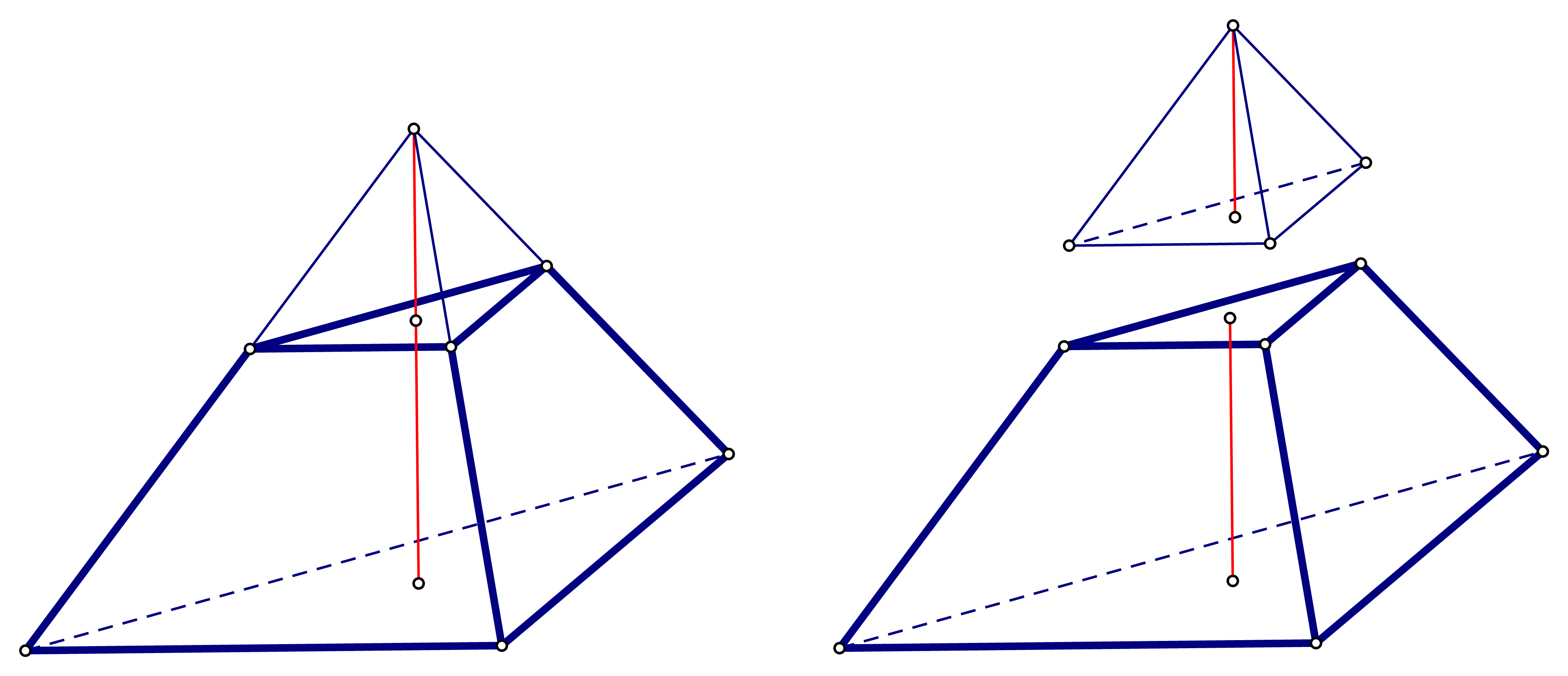 Slika prikazuje nastanak krnje trostrane piramide.