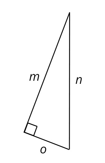 Slika prikazuje pravokutan trokut s katetama m i o te hipotenuzom n