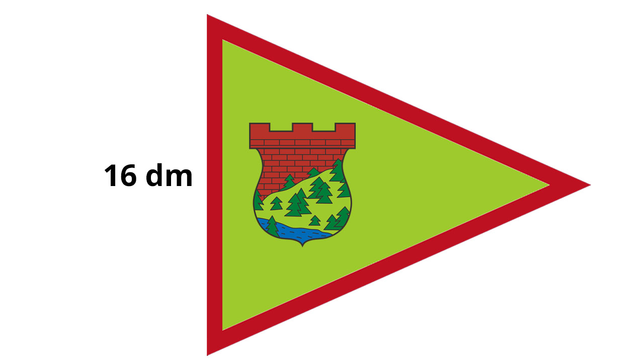 Na slici je zastava oblika jednakokračnog trokuta.