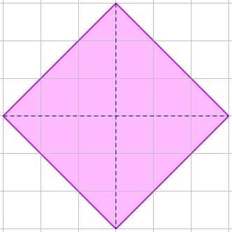 Na slici je prikaz kvadrata postavljen dijagonalno u pravokutnoj mreži površine 18 .