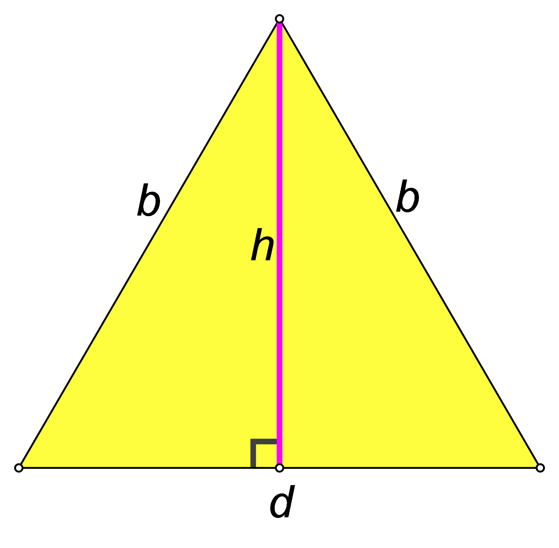Slika prikazuje dijagonalni presjek kvadratne piramide.
