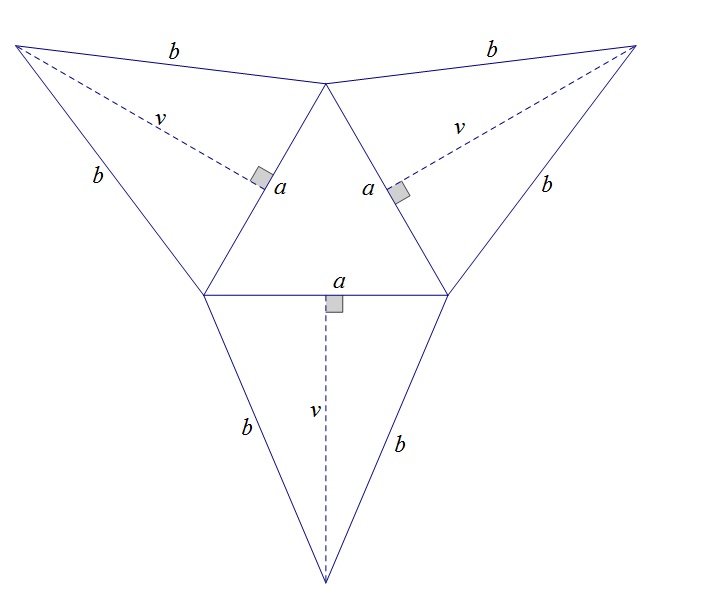 Slika prikazuje mrežu pravilne trostrane piramide