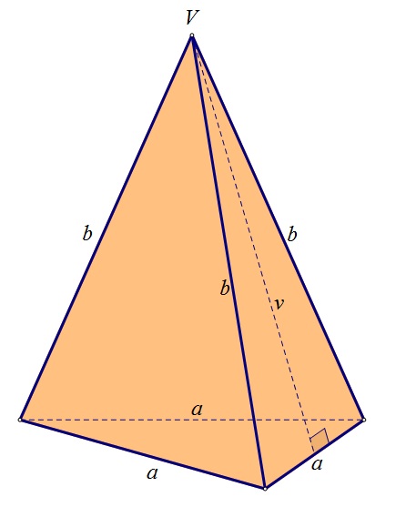 Slika prikazuje pravilnu trostranu piramidu