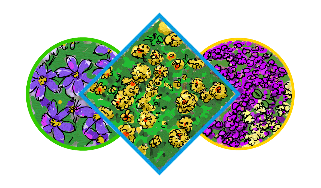 Stilizacija cvjetnja kakoji se sastoji od kvadrata i dvije sukladne 3/4 kruga kojima su središta na krajevima dijagonale kvadrata..