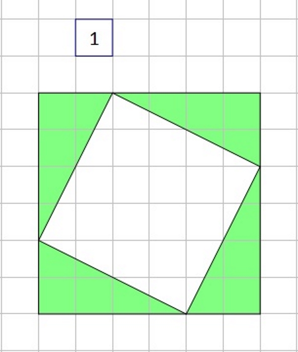 Na slici su prikazana dva kvadrata upisani jedan unutar drugog.