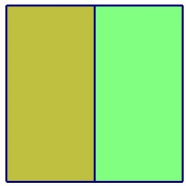 Na slici je prikazan kvadrat podijeljen na dva sukladna pravokutnika
