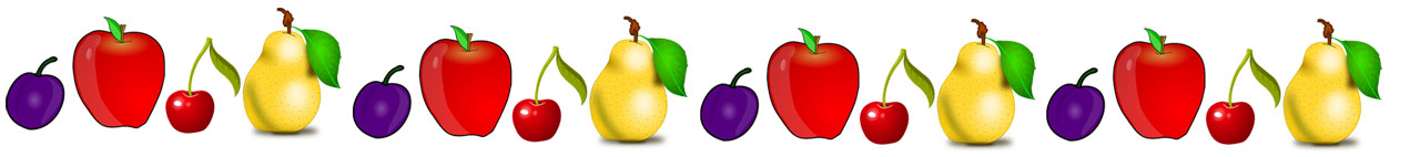 Na slici je niz sastavljen od voća:šljiva, jabuka, trešnja, kruška
